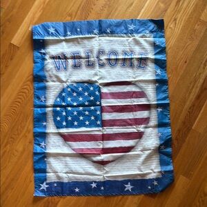 Patriotic Welcome Flag with Heart Design